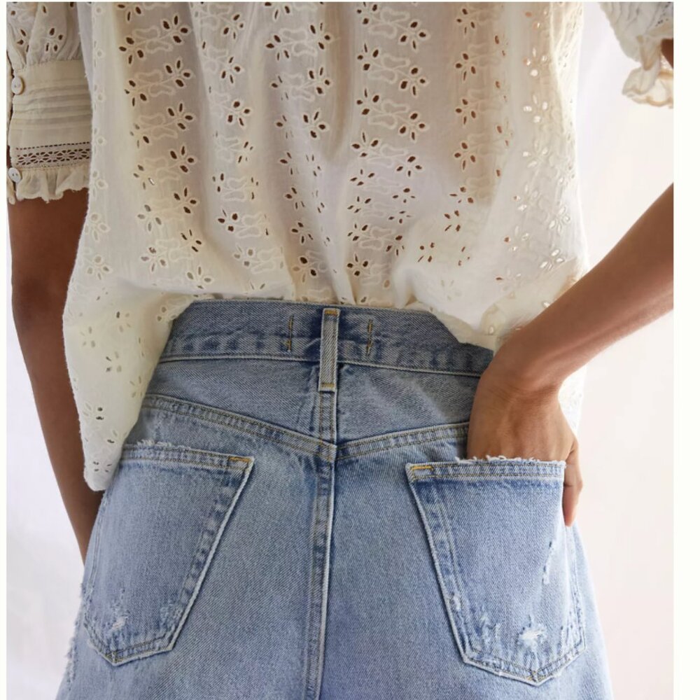 Anthropologie Love the Label Dreamer Ruffled Eyelet Blouse In White - Picture 10 of 10